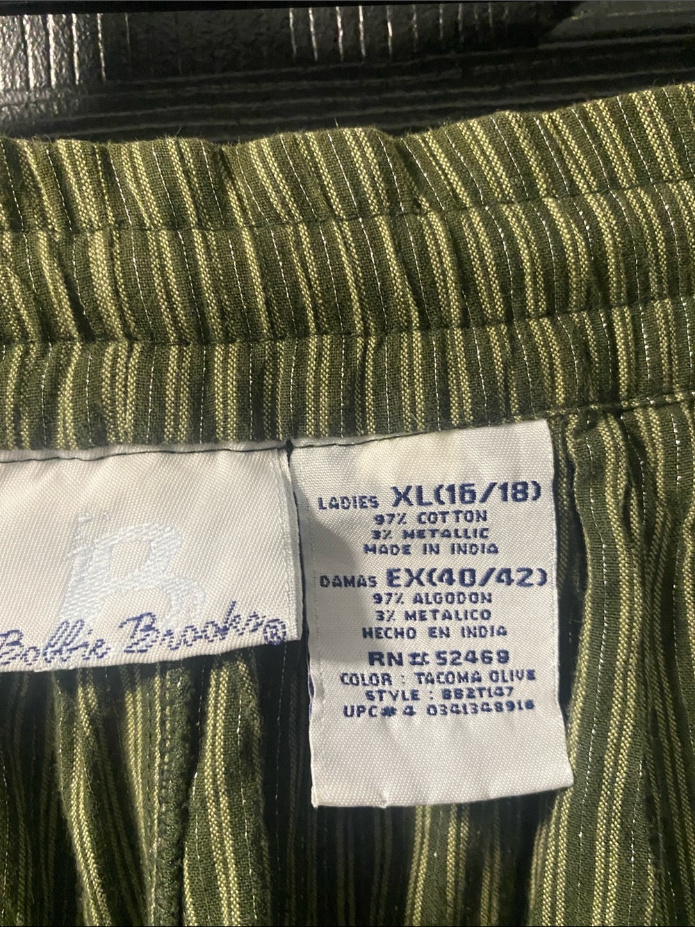 Bobbie Brooks Olive Green Striped Maxi Skirt - Picture 2 of 3